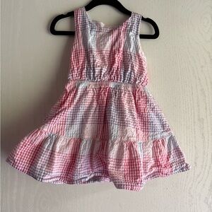 Vineyard Vines Pink and White Gingham Tiered Sundress - Girls